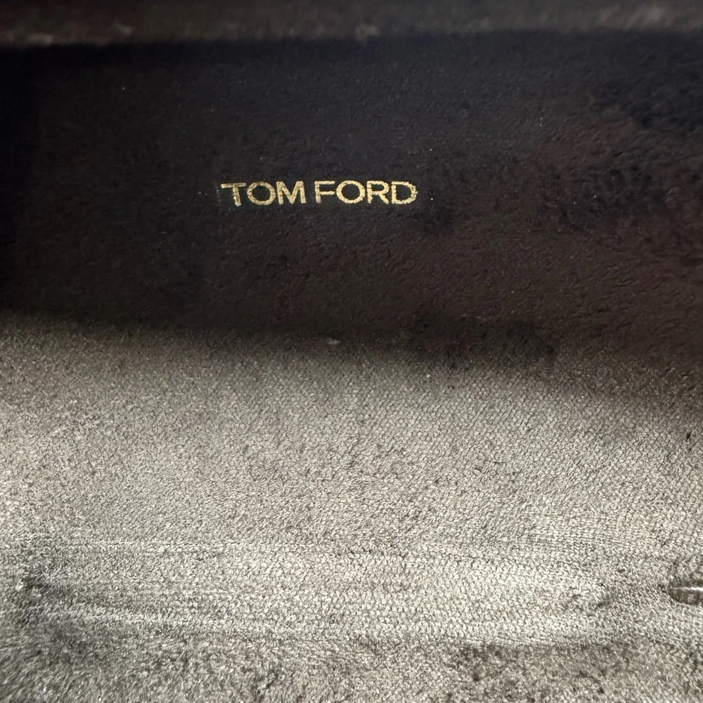 Tom Ford Dark‎ Brown Velvet Hard Clamshell Sunglasses Eyeglasses Case Gold Logo